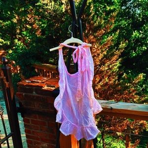 baby pink backless ruffle babydoll halter 🌊